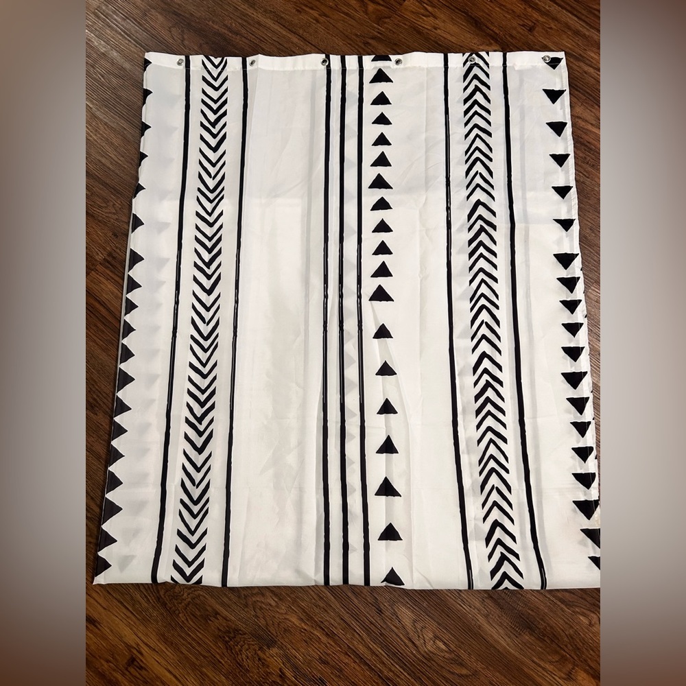 Black and white arrow shower curtain